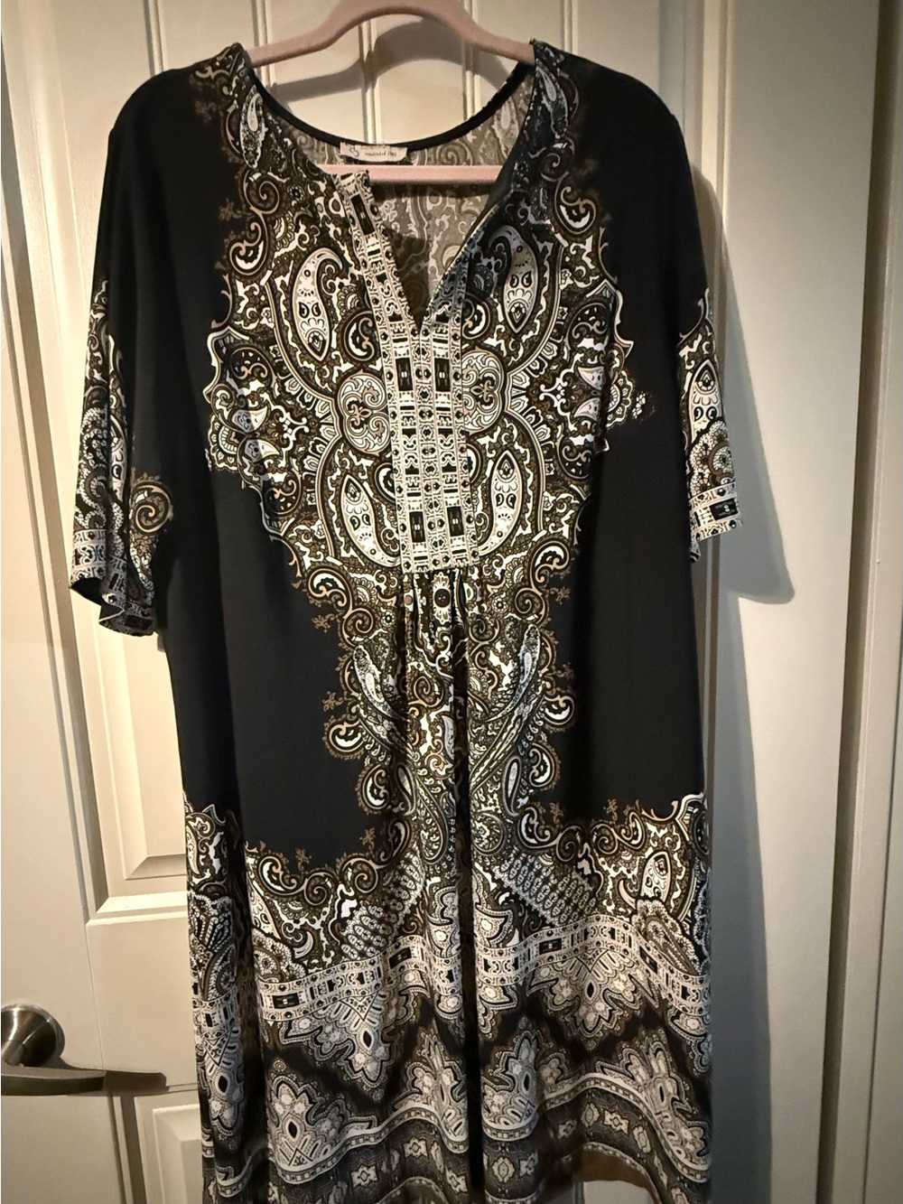 Christopher & Banks Black Paisley Print Tunic Dress